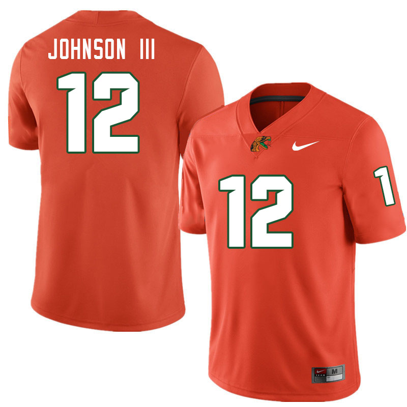 Florida A&M Rattlers #12 RJ Johnson III College Football Jerseys,Uniforms-Orange